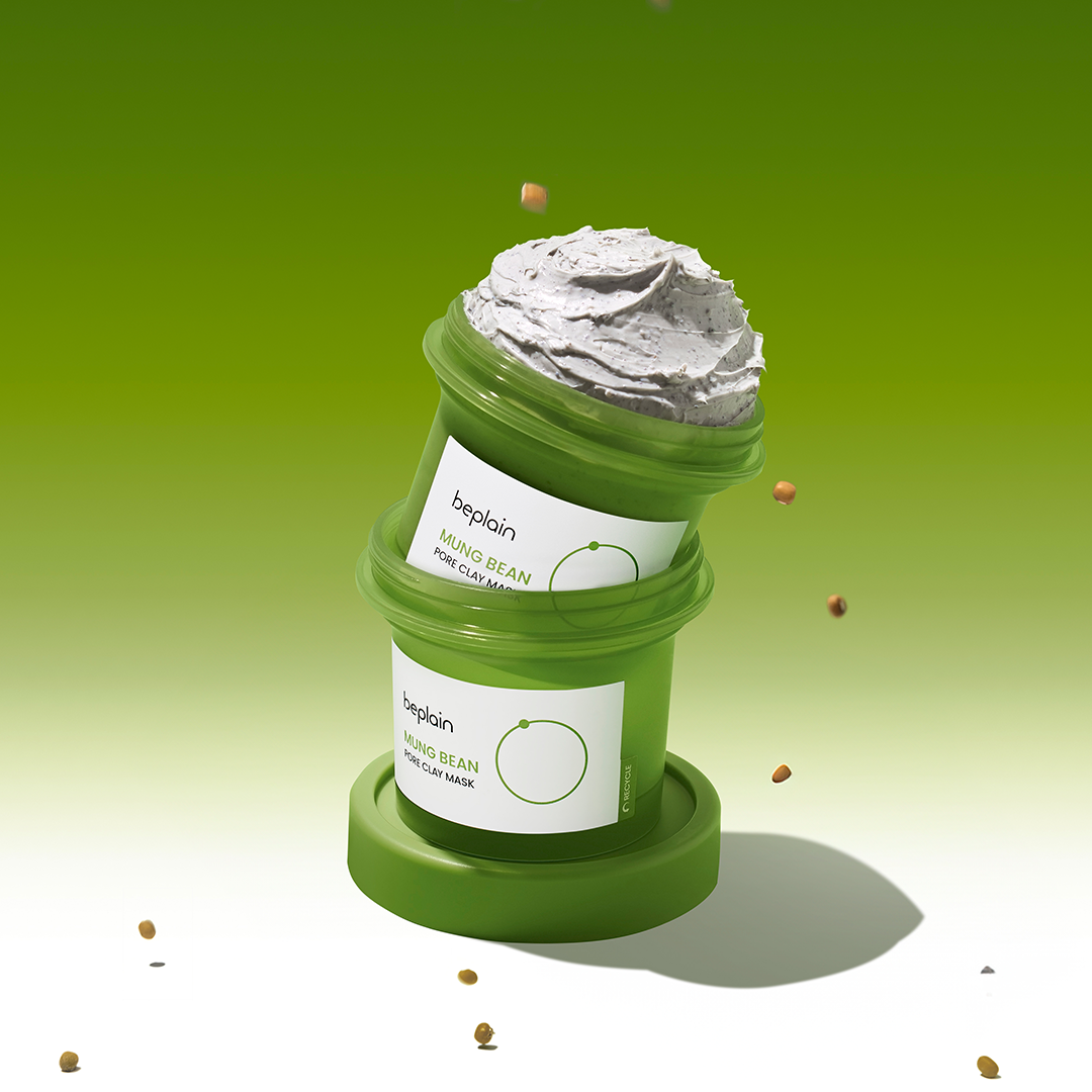 Beplain Mung Bean Pore Clay Mask 120ml - K-beauty wash-off mask for deep pore detox and brightening