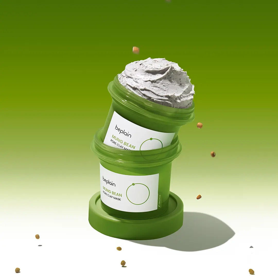 Beplain Mung Bean Pore Clay Mask 120ml - K-beauty wash-off mask for deep pore detox and brightening