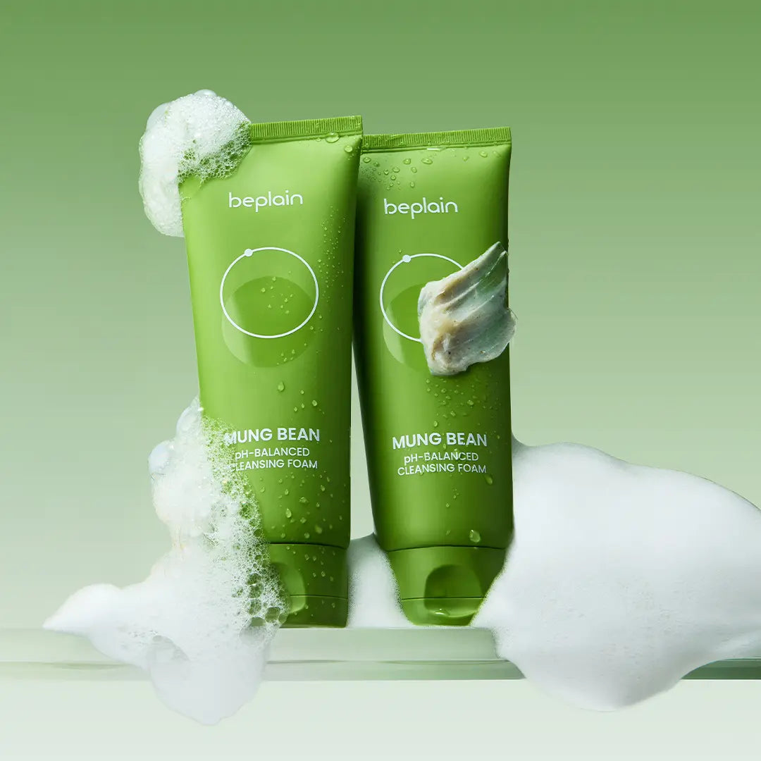 Beplain Mung Bean Cleansing Foam how to use - lather and massage gently on face