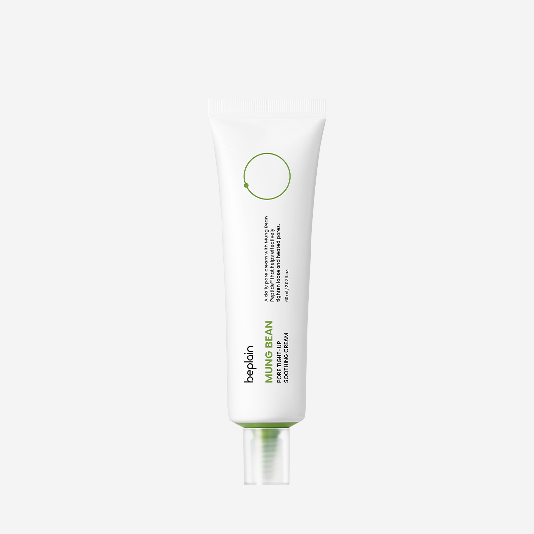 Beplain Mung Bean Peptide Soothing Cream 60ml - front product shot with spatula for sensitive skin