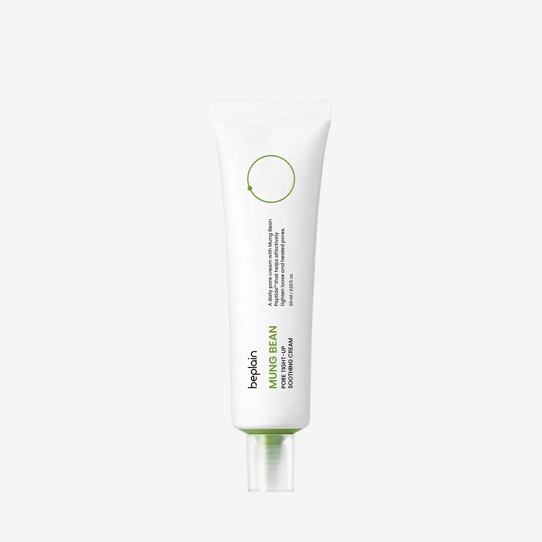 Beplain Mung Bean Peptide Soothing Cream 60ml - front product shot with spatula for sensitive skin