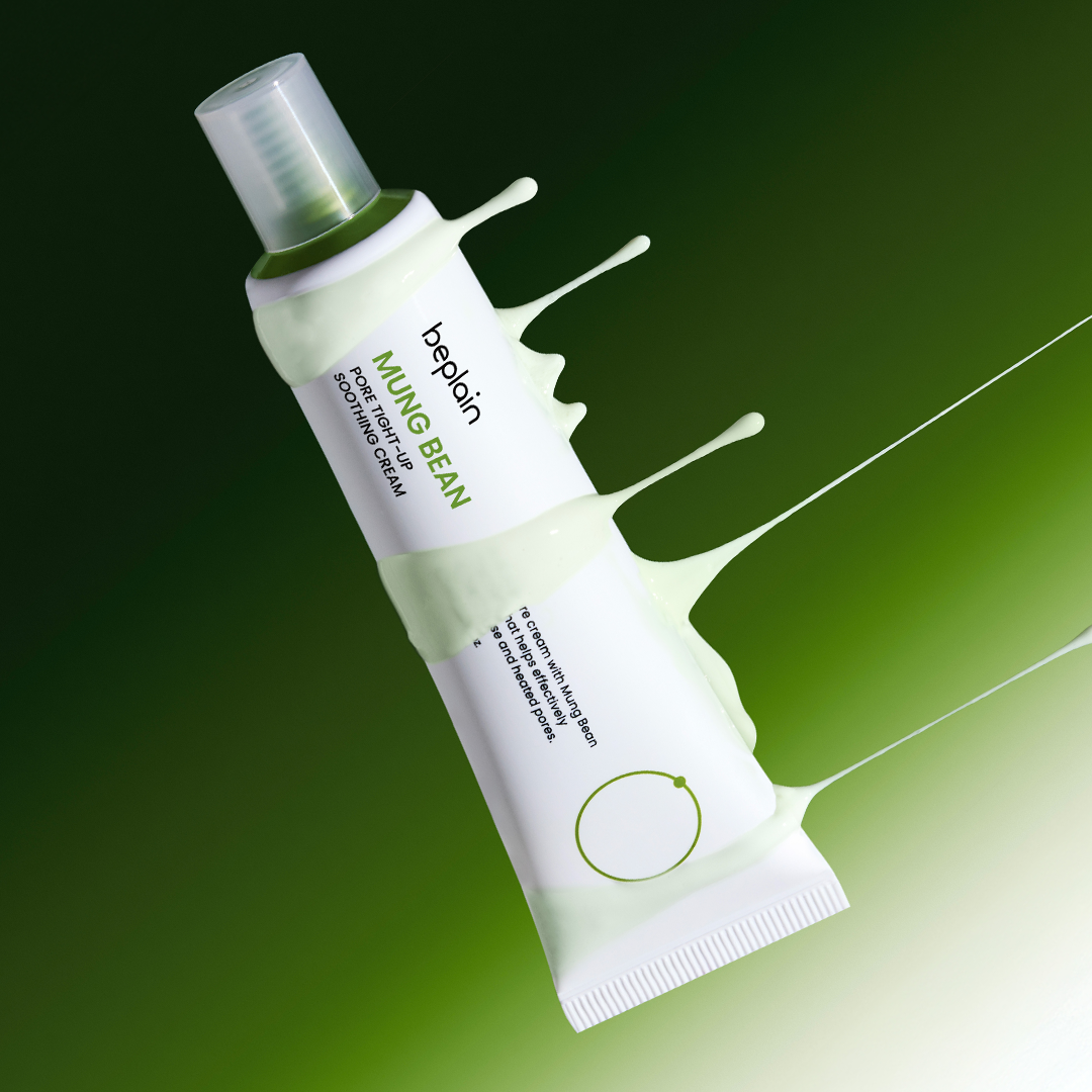 Beplain Mung Bean Peptide Soothing Cream emulsifying texture - transforms into silky milk with water for glass skin