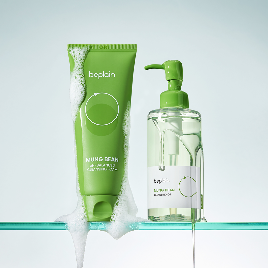 Beplain Mung Bean Cleansing Duo Set - zero texture skin detox recipe removes makeup sebum and ultrafine dust