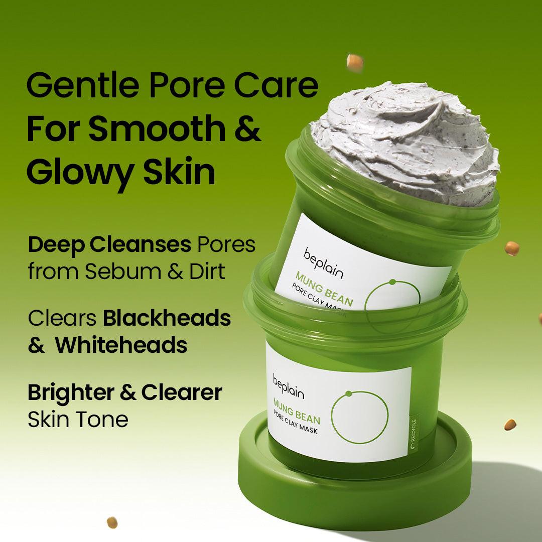 Beplain Mung Bean Pore Clay Mask - 6 types of complex clay powder to absorb sebum and clear clogged pores