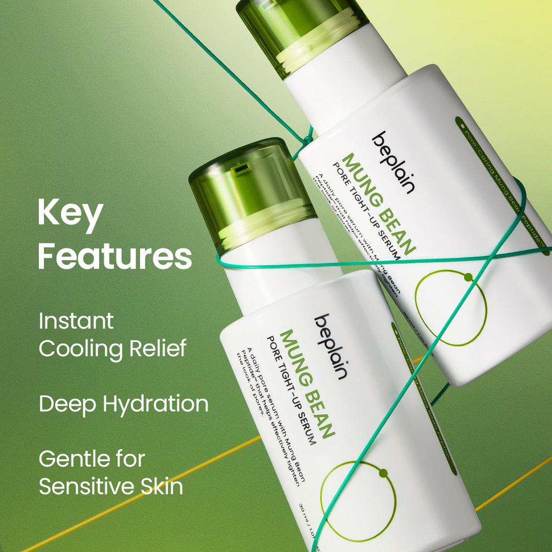 Beplain Mung Bean Peptide Soothing Serum - cooling calming formula for redness relief and hydration
