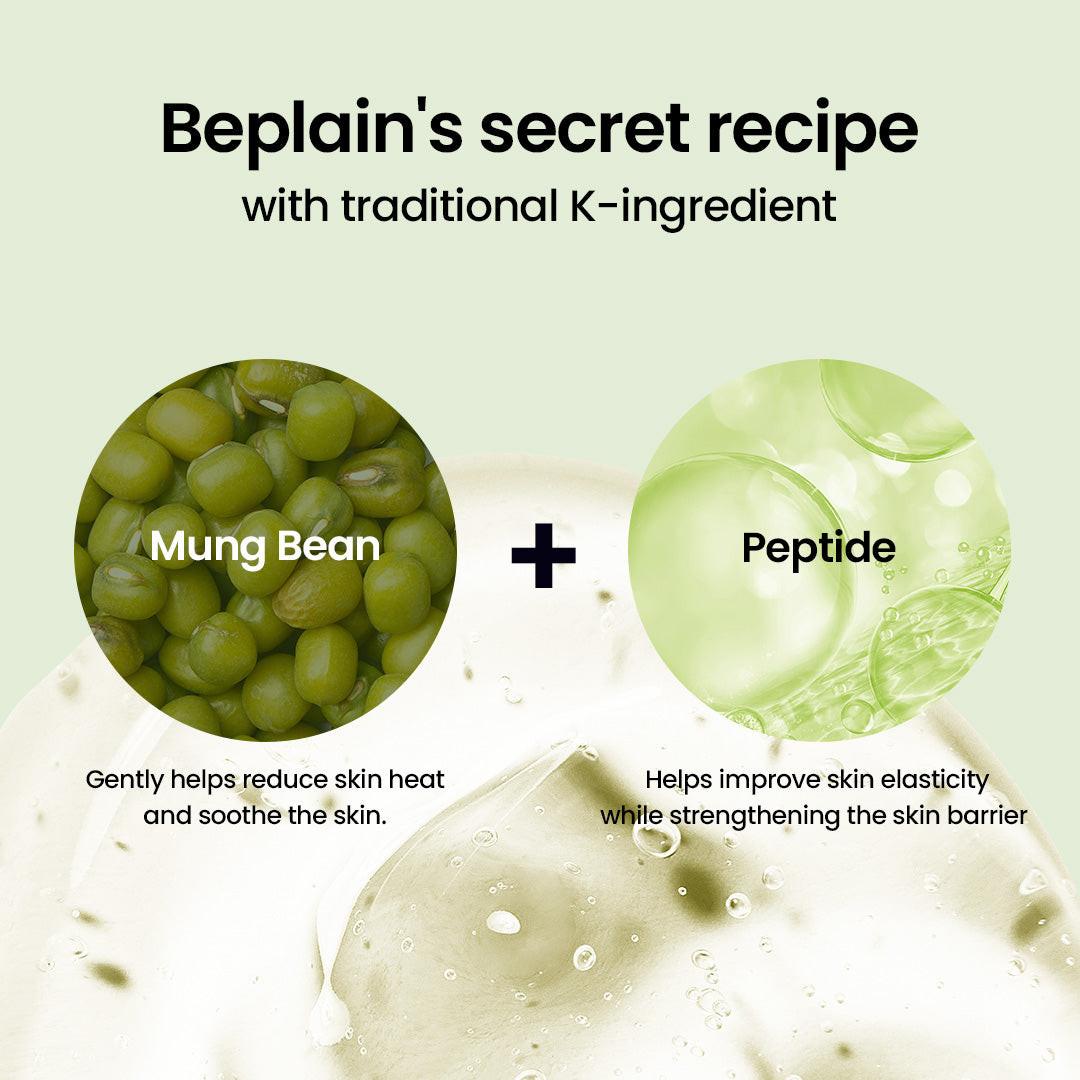 Beplain Mung Bean Peptide Soothing Cream - fragrance-free daily moisturizer for enlarged and clogged pores
