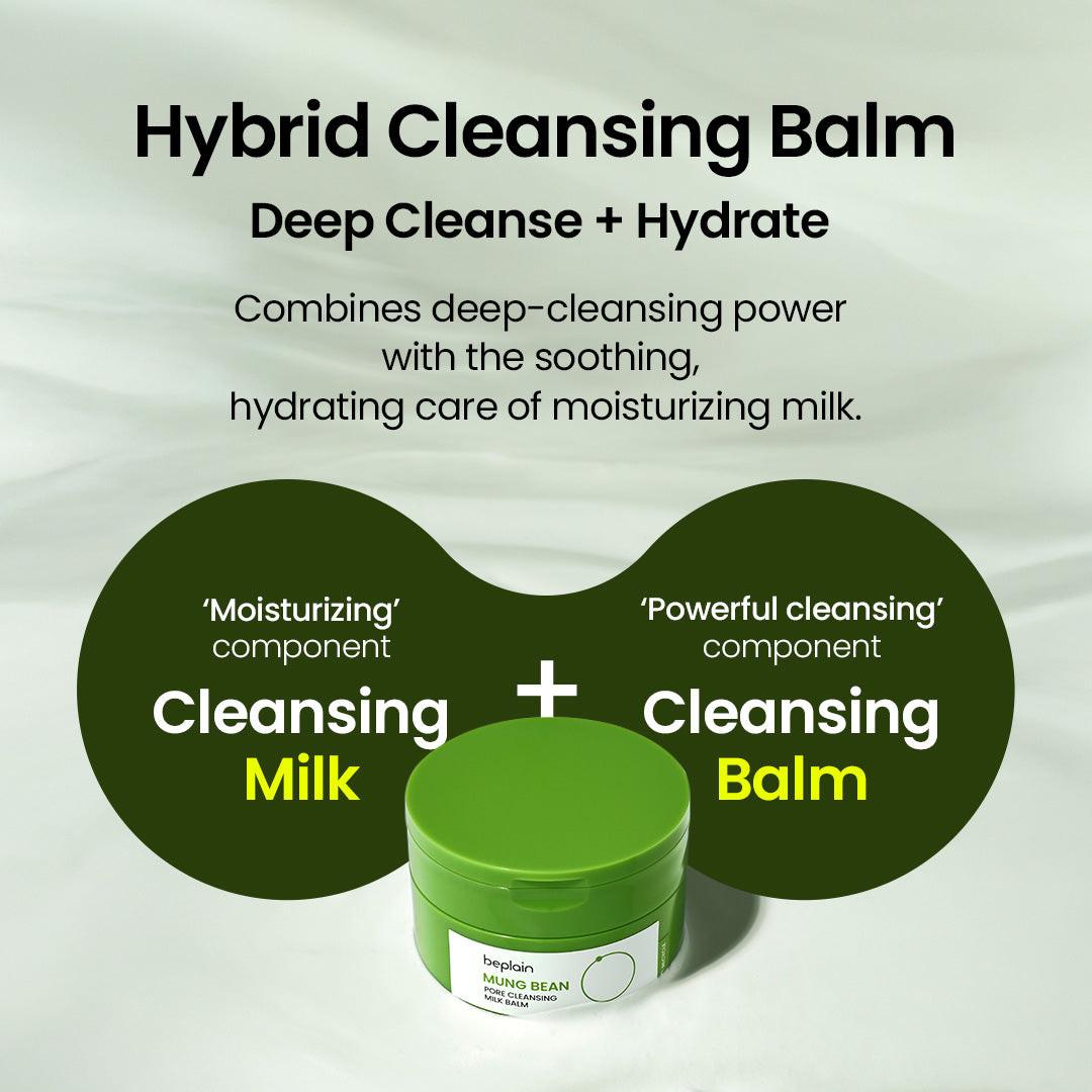 Beplain Mung Bean Cleansing Milk Balm - melts into oil to dissolve makeup and impurities