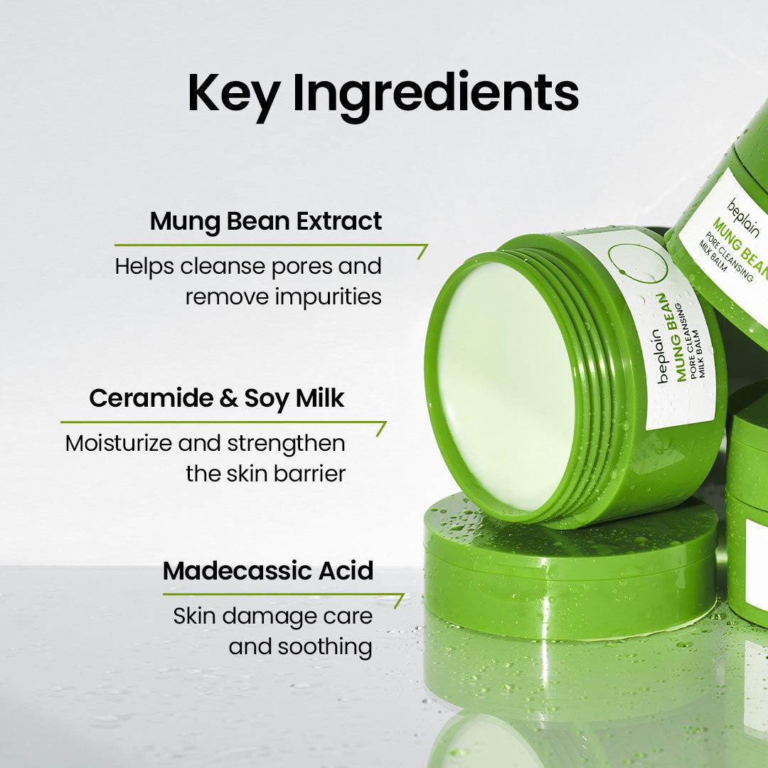 Beplain Mung Bean Cleansing Milk Balm - non-comedogenic fragrance-free for sensitive skin
