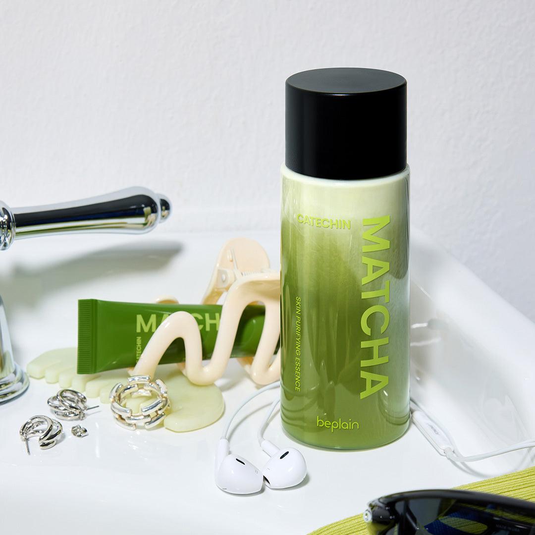 Beplain Matcha Catechin Essence how to use - shake well apply 20ml after toner for lit-from-within complexion